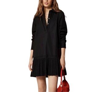 J. Crew Tall Amelia Black Long Sleeve Shirt Dress with Poplin NWT ST Small Tall